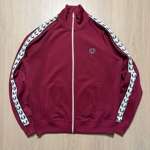 Fred Perry Sportswear Full Zip Track Jacket Mens Medium Burgundy Portugal